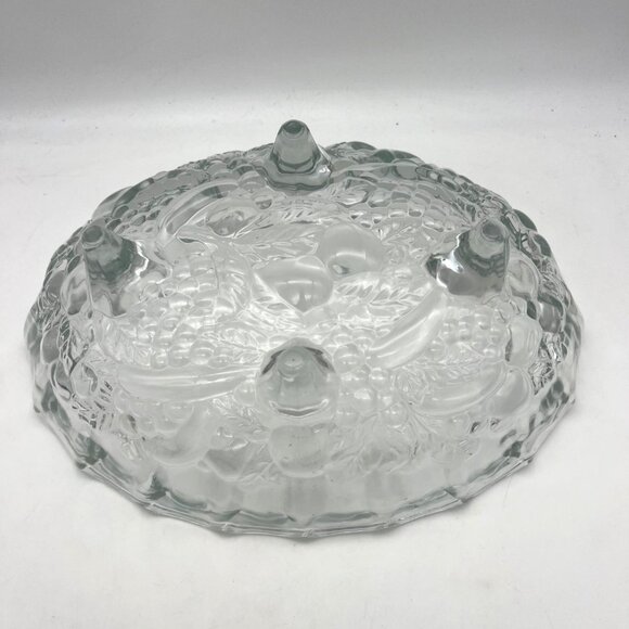 Indiana Glass Harvest Grape Footed Bowl Mixed Fruit Pattern 12" x 8.5" - Picture 7 of 7
